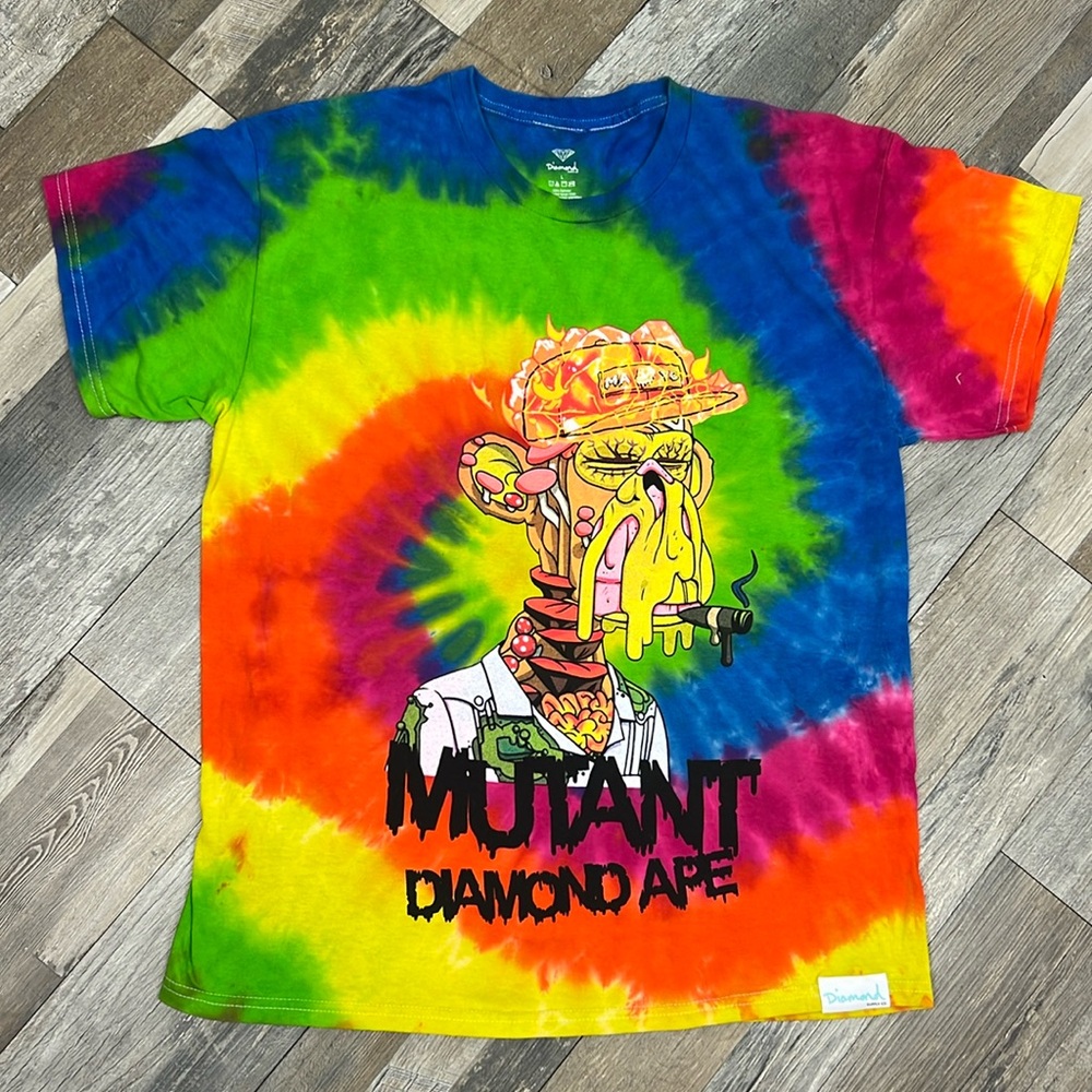 Mutant Ape Diamond Supply Co. Cigar Fire Hat Tie Dye Shirt Men’s Size Large 🆕
